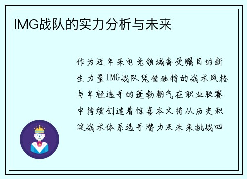 IMG战队的实力分析与未来