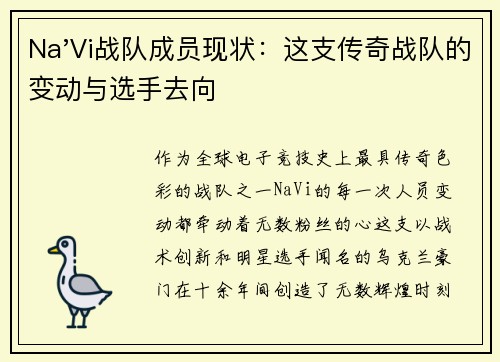 Na'Vi战队成员现状：这支传奇战队的变动与选手去向