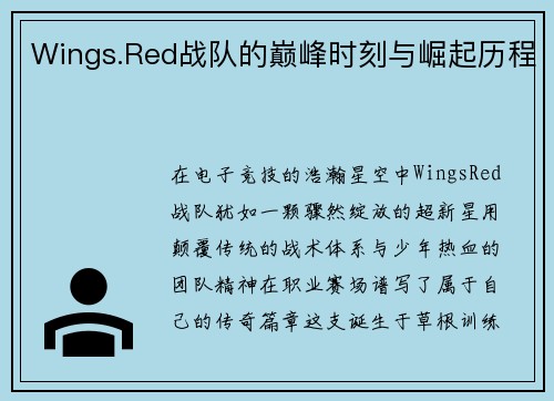 Wings.Red战队的巅峰时刻与崛起历程